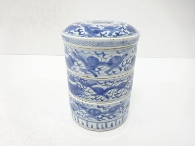 古伊万里　染付　龍　三段重
